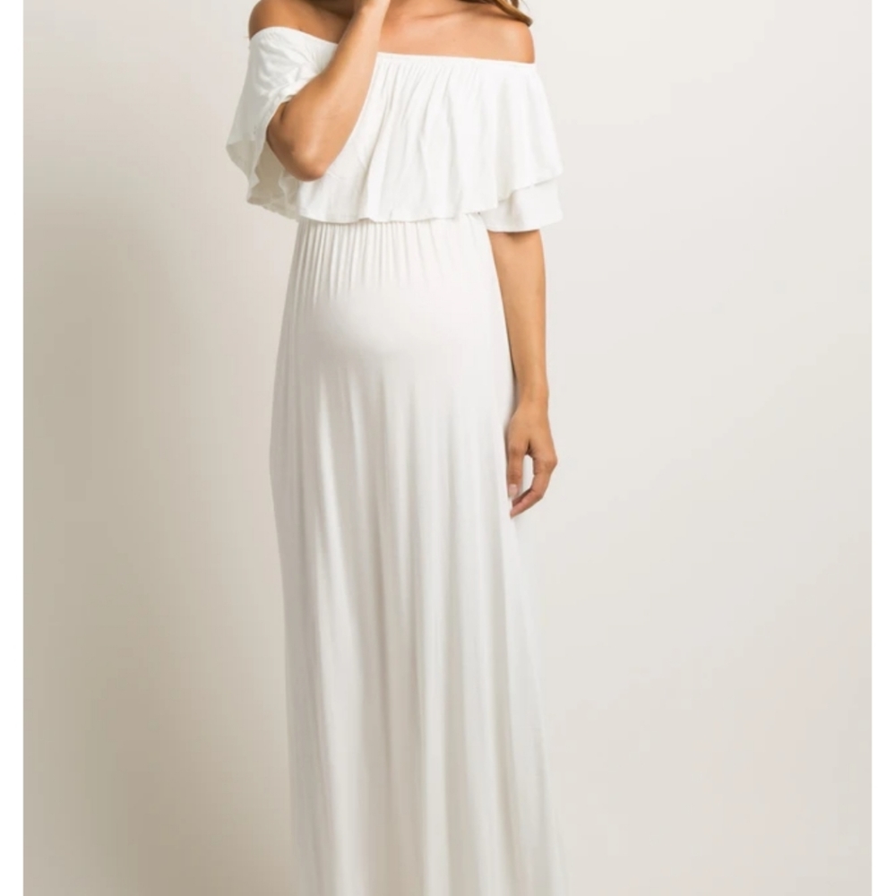 Ivory Pink Blush Maxi Maternity Dress